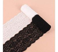 Yulakes Cinta elástica de encaje de 10 yardas blancas y negras, cinta decorativa de encaje con flores, para manualidades, lencería, vestido de boda, decoración, 10 cm de ancho