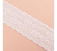 Yulakes Cinta elástica de encaje de 4,5 m en blanco y negro, cinta decorativa de encaje con flores para manualidades, lencería, vestido de boda, decoración, 10 cm de ancho, blanco