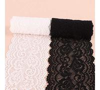 Yulakes Cinta elástica de encaje de 4,5 m en blanco y negro, cinta decorativa de encaje con flores para manualidades, lencería, vestido de boda, decoración, 10 cm de ancho, negro