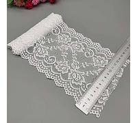 Yulakes Cinta elástica de encaje de 4,6 m, ribete decorativo de encaje con flores para manualidades, lencería, vestidos de boda, decoración, 15 cm de ancho (blanco)