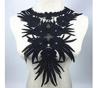 Yulakes Collar de encaje incrustado collar de decoración para vestido DIY trabajo a mano talla única (negro)