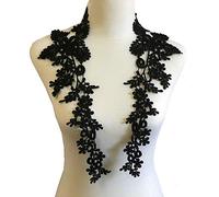 Yulakes Cuello de encaje bordado Cuello de encaje Cuello Insertar Collar Adorno de Encaje Parches Apliques Adornos para Vestido DIY Hecho a Mano (Negro)