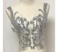 Yulakes Plata bordado encaje apliques parche plata lentejuelas encaje cuello cuello boda noble vestido costura DIY vestido de novia decoración ropa accesorios