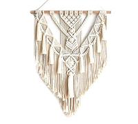 Yulakes Tapiz de macramé para pared, decoración bohemia, tapices de algodón hechos a mano
