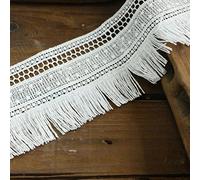 Yulakes - Tira de encaje de algodón, 2,74 m y 7 cm, con flecos, de estilo vintage ganchillo para costura, artesanía, decoración, bodas, scrapbooking, paquetes de regalo (color blanco)