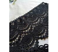 Yulakes Tira de encaje de algodón blanco, 2,74 m y 11-12 cm, de estilo vintage, para costura, artesanía, decoración, bodas, scrapbooking, paquetes de regalo, negro