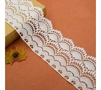 Yulakes Tira de encaje de algodón blanco, 2,74 m y 11-12 cm, de estilo vintage, para costura, artesanía, decoración, bodas, scrapbooking, paquetes de regalo, blanco