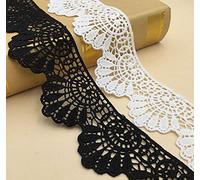 Yulakes Tira de encaje / ganchillo de algodón blanco / negro, 4,5 m y 6 cm, de estilo vintage, para costura, ribeteados, artesanía, decoración, bodas, scrapbooking, paquetes de regalo, color negro