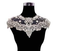 Yulakes Vestido Apliques de Encaje Tela/Cuello de Encaje Cuello Insertar Collar Adorno/Bricolaje Cuello Cuello para Blusa Disfraz Decoración Accesorios DIY Escote Collar Costura (Blanco)