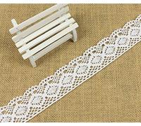 Yulakes Y04005 - Cinta de encaje de algodón de 10 yardas, 4,3 cm, estilo vintage, floral, de ganchillo, para manualidades, accesorios de ropa y decoración nupcial de boda (blanco)