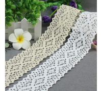 Yulakes Y06010 - Tira de encaje de algodón de 4,7 m y 6,5 cm, de estilo vintage, para costura, artesanía, decoración, bodas, álbum de recortes, paquetes de regalo (blanca)