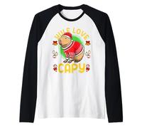 Yule Love Capy Cute Capybara Juego de palabras de Navidad Camiseta Manga Raglan