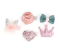 YULEESIYIP Clips para el Cabello de Mascotas Rose Crown Bows Cabeza Pins de la Flor del Cabello Conjunto de Accesorios de Aseo para Paseos al Aire Libre Eventos
