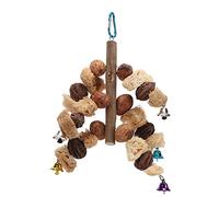 YULEESIYIP Combo de Juguete de masticación de pájaros Capas de Campana Colgante de Tuerca Colgante de Madera de Madera Juguetes