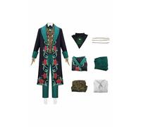 Yulefly Disfraz de mago para hombre, disfraz de anime para hombre, color verde, maravilloso mago, cosplay, Halloween, talla S