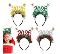 Yuletide Hairhoop - Festive Headdress for New Year Celebration | 4-Pack Velvet Fabric with Sparkling Sequin Sprigs & Flexible Base for Banquet, Carnival, Gala and Photoshoot Occasions