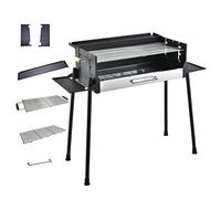 yulewiix - Parrilla de carbón de leña con 3 engranajes, temperatura ajustable, barbacoa con cordón, barbacoa, camping de metal, tamaño grande, para evento, barbacoa, color negro