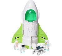 YULEYU Spaceshuttle Misión Espacial, Juguete Astronauta con Sonido, 3 Personajes astronautas, Cabina abrible, Boquilla de pulverización