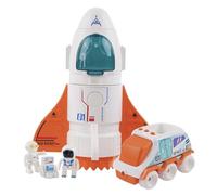 YULEYU Spaceshuttle Misión Espacial Misión Espacial Juguete Naranja Juguete con Tono, 3 Figuras de Astronautas, Cabina abatible, Puf Pulverizador, Regalo de Cumpleaños para Niños
