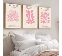 yulihaz Juego de 3 pósteres en lienzo rosa de Henri Matisse para pared, 16 x 24 pulgadas, color rosa claro, sin marco, para dormitorio y sala de estar