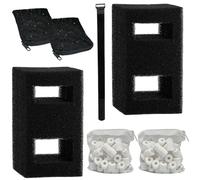 YuLiMirich 2 juegos de filtros para acuario, compatibles con acuarios Fluval Flex 57L, incluye 2 recambios de filtro de carbón, 2 filtros de espuma, 2 anillos de cerámica y 1 cable de filtro