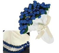 YuLiMirich Manta de ramo de flores - 80 x 80 cm manta de crochet de rosas hecha a mano, manta de rosas de ganchillo, manta de flores de ganchillo, suave y ligera, cumpleaños, decoración del hogar