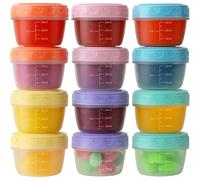 YuLiMirich Paquete de 12 congeladores pequeños con tapas de plástico - 50 ml - Sin fugas - Congeladores pequeños - Para aperitivos, salsas