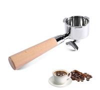 YuLiMirich Portafiltro portafiltro de acero inoxidable con mango ergonómico de madera premium, 3 orejas, diseño de 3 orejas, para DeLonghi Dedica EC680 EC685 & Smeg, caño doble caño de 51 mm