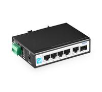 YuLinca 6 Puertos Gigabit Industrial DIN-Rail PoE Switch, 4 x 100/1000Mbps PoE Puertos,IEEE802.3af/at PoE+, 1 Gigabit Uplink, 1 Gigabit SFP, Metal DIN-Rail & Wall Mount Ethernet Switch