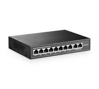 YuLinca Conmutador PoE+ Mini de 10 puertos con 8 puertos PoE+, 2 enlaces ascendentes de Fast Ethernet, 10/100 Mbit/s, 120 W 802.3af/at PoE, conmutador de red PoE+ Plug-&-Play sin ventilador de metal