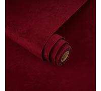 Yullpaper Papel tapiz autoadhesivo de terciopelo rojo oscuro para paredes, papel pintado de tela flocada roja para cajón, caja de joyas, rollo de papel de regalo, rollo de papel de vinilo para muebles