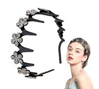 Yulokdwi Diadema Ondulada, Diadema Con Flor De Estras Para Cabello Rebelde, Sujetador de Cabello Cómodo Anti Pelos Sueltos para Adultos Adolescentes Niñas Ducha Gimnasio Lavado Facial