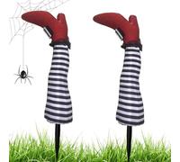 Yulokdwi Estacas De Piernas De Bruja para Suelo, Par De Decoraciones para Jardín, Accesorios De Patio De Halloween Decoraciones De Terror para Porche Techo Patio Césped Prado Sendero