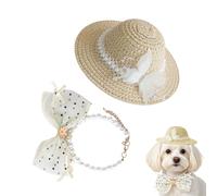 Yulokdwi Visera para Perro | Diseño Collar Perlas | Set de Gorro Cubo Ajustable para Can,para Perros Grandes y Medianos, Cachorros y, Props Fotos Playa y Paseos Aire Libre