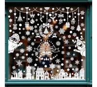 YULOONG 121 piezas de decoración de Navidad para ventana, Papá Noel, árbol de Navidad, copo de nieve, muñeco de nieve, ciervo, calcomanías de doble cara, decoración de ventana, pared, puerta