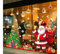 YULOONG Decoraciones de Navidad Pegatinas para Ventanas Grandes Papá Noel Árbol de Navidad Copo de Nieve Doble Cara Adhesivo Ornamento Reutilizable Pantalla DIY Ventana Puerta Pared