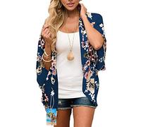 YULOONG para mujer Cover Ups gasa estampado Floral Kimono suelto chal cárdigan Boho verano blusa informal Top Sexy playa traje de baño capas