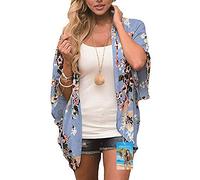 YULOONG para mujer Cover Ups gasa estampado Floral Kimono suelto chal cárdigan Boho verano blusa informal Top Sexy playa traje de baño capas