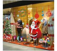YULOONG Ventanas de Navidad Pegatinas estáticas Clings Vinilo extraíble Papá Noel Árbol de Navidad Muñeco de nieve Copo de nieve Ciervos DIY Pared Ventana Puerta Mural Escaparate Calcomanía Etiqueta
