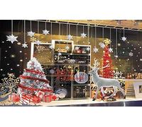 YULOONG Ventanas de Navidad Pegatinas estáticas Clings Vinilo extraíble Papá Noel Árbol de Navidad Muñeco de nieve Copo de nieve Ciervos DIY Pared Ventana Puerta Mural Escaparate Calcomanía Etiqueta