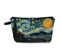 YULUENZE Bolsa de maquillaje con diseño de cielo estrellado, bonita bolsa organizadora pequeña con cremallera, estilo Van Gogh, bolsa de cosméticos, regalo de cumpleaños para mujeres, hermanas,