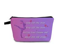 YULUENZE Bolsa de maquillaje de gimnasia, organizador inspirador, bolsa de aseo con cremallera, bolsa de cosméticos Follow Your Dreams, regalo de graduación de cumpleaños para gimnastas, mujeres