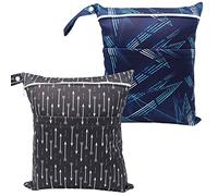 YULUONAPS Wet Dry Bag - Bolsa impermeable reutilizable para traje de baño, viajes, playa, piscina, baño, pañales, yoga, gimnasio, ropa, artículos de tocador, organizador de guardería con dos bolsillos