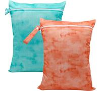 YULUONAPS Wet Dry Bag - Bolsa impermeable reutilizable para traje de baño, viajes, playa, piscina, baño, pañales, yoga, gimnasio, ropa, artículos de tocador, organizador de guardería con dos bolsillos