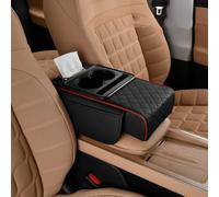 yuluxlh Almohadilla de Elevación para Reposabrazos de Coche para BMW X2 F39 2017-2024, Protector de Reposabrazos con Bolsillos Laterales,D-Black Red