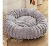 Yuly Cama Tipo Donut para Perros y Gatos, Camas Ortopédica Mediana, Suave y Cómodo, Cojín Redonda para Mascotas de Felpa Suave y Mullida, Lavable con Fondo Antideslizante (Gris,50cm/19.7in)