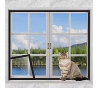 Yuly Pantalla de Ventana a Prueba de Gatos, mosquitera antimosquitos, Red de protección autoadhesiva para Gatos con Cremallera, Red Protectora de Ventana para balcón