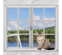 Yuly Pantalla de Ventana a Prueba de Gatos, mosquitera antimosquitos, Red de protección autoadhesiva para Gatos con Cremallera, Red Protectora de Ventana para balcón