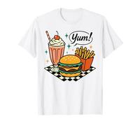 Yum Retro Diner Hamburguesa Batido Papas Fritas 50s Camiseta