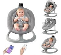 YUMBOT Hamaca de Bebé Eléctrica,Mecedora para Niños con 5 Puntos, Hamaca bebé, con Mando a Distancia y Blueteeth para conectar al Smartphone,Silla Mecedora para 0-12kg de Bebé,Gris Claro